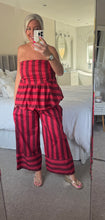 Load image into Gallery viewer, The palma striped boobtube trouser suit with pockets
