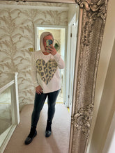 Load image into Gallery viewer, The supersoft sparkle animal print heart jumper
