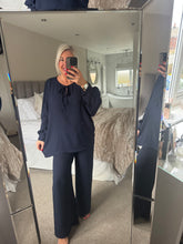 Load image into Gallery viewer, The chiffon trouser suit with tie detail
