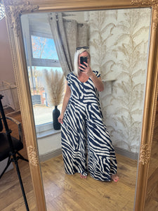The tie back animal stripe slinky jumpsuit