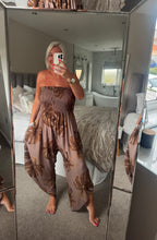 Load image into Gallery viewer, The Ibiza Palm shirred bandeau jumpsuit with pockets
