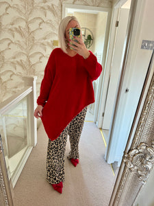 The animal print plisse trousers