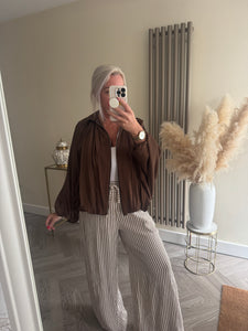 The satin pleat zip up jacket
