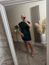 Load image into Gallery viewer, The Tiggy velour sequin rouched dress

