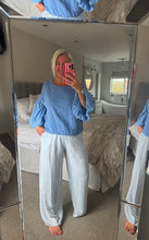 Load image into Gallery viewer, The Ibiza Linen tie bottom puff sleeve top

