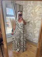 Load image into Gallery viewer, The tie back animal stripe slinky jumpsuit
