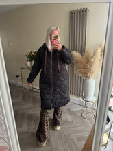 Load image into Gallery viewer, The Bella quilted coat with animal print ties
