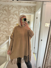 Load image into Gallery viewer, The tassel poncho style jumper with gold button detailing
