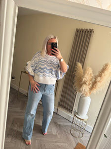 The crochet stripe frill top