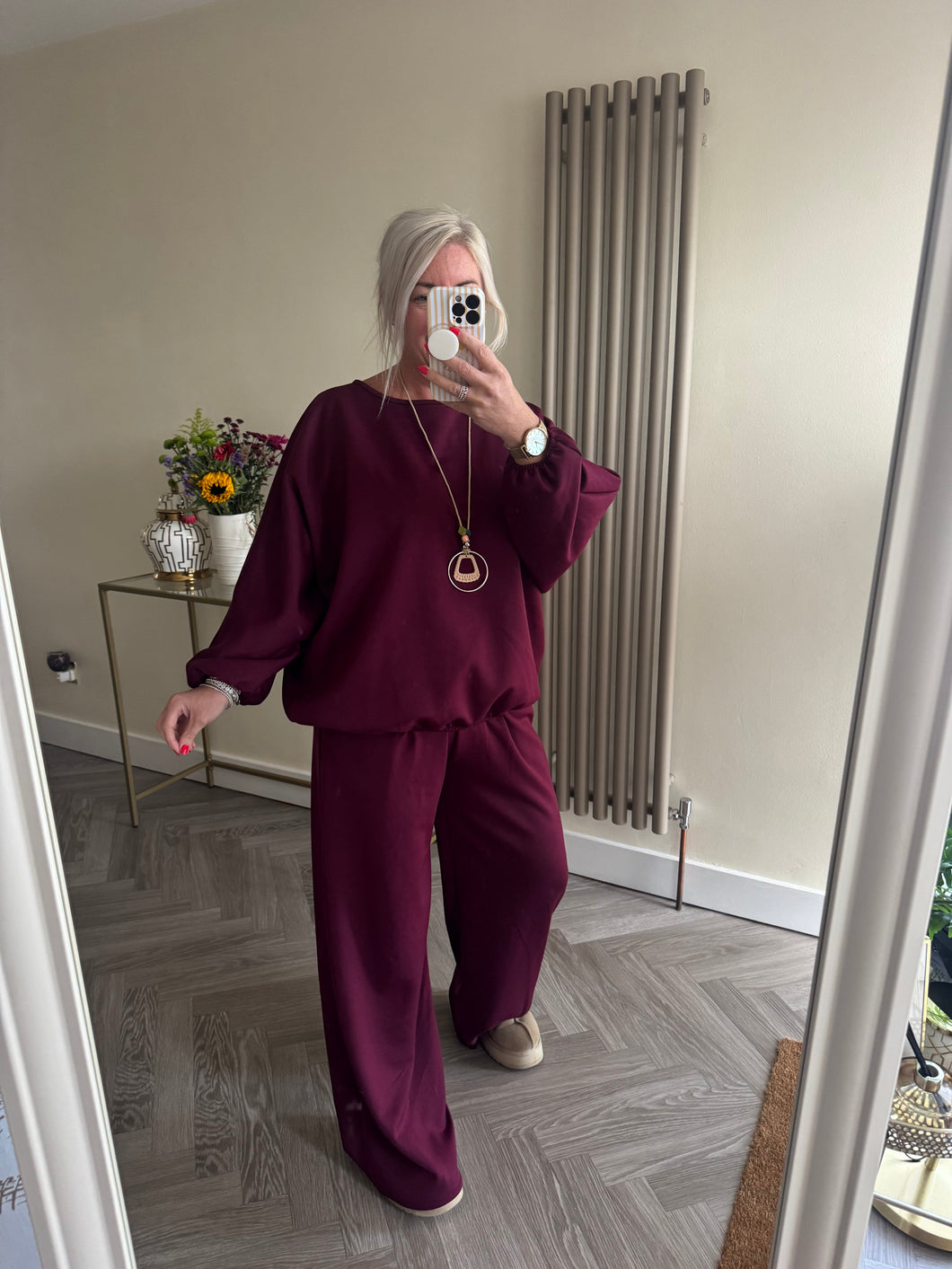 The Luxe jersey balloon hem tracksuit with separate necklace