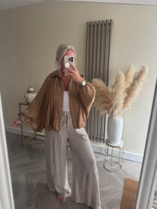 The satin pleat zip up jacket