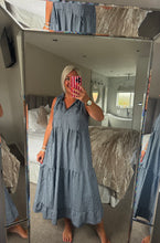 Load image into Gallery viewer, The Georgie gingham tiered dress with tie neck detail
