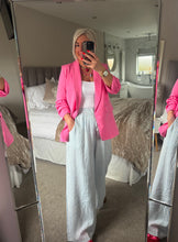Load image into Gallery viewer, The rouched sleeve blazer in candy pink

