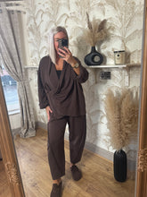 Load image into Gallery viewer, The Gabrielle luxe jersey drape exposed seam tracksuit
