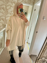 Load image into Gallery viewer, The tassel poncho style jumper with gold button detailing
