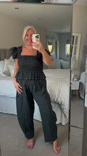 Load image into Gallery viewer, The shirred gingham trouser suit with cocoon bottoms &amp; frill shoulder top
