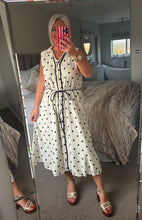 Load image into Gallery viewer, The Megan button through polka dot dress with tie waist
