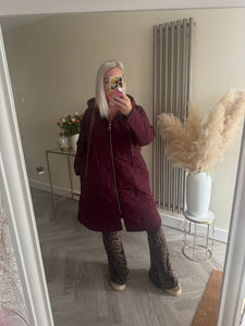 The Bella quilted coat with animal print ties