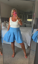Load image into Gallery viewer, The High waisted shirred linen palazzo shorts with pockets
