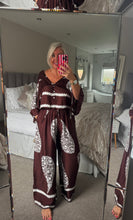 Load image into Gallery viewer, The Mandala satin trouser suit with cropped top
