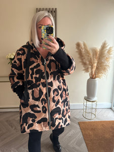 The animal print quilted coat