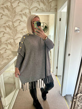 Load image into Gallery viewer, The tassel poncho style jumper with gold button detailing
