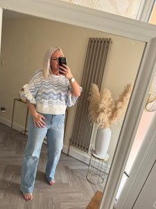 The crochet stripe frill top