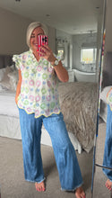Load image into Gallery viewer, The broaderie anglais floral frill sleeve button through top
