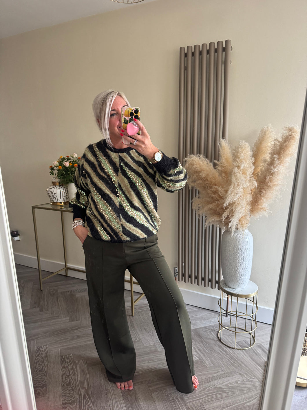 The Elsie animal stripe knit with sequin detail