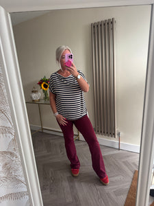 The slinky flares in wine