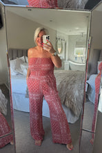 Load image into Gallery viewer, The 100% cotton Bandana print shirred bandeau jumpsuit with pockets
