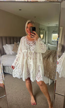 Load image into Gallery viewer, The Bora Bora cotton crochet smock dress
