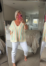 Load image into Gallery viewer, The striped crochet poncho knit
