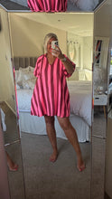 Load image into Gallery viewer, The Ibiza 100% cotton striped mini dress with pockets
