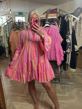 Load image into Gallery viewer, The Bora Bora broaderie anglais cotton neon smock dress
