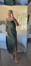 Load image into Gallery viewer, The palma satin strappy dress with lace detailing
