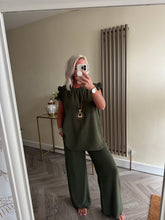 Load image into Gallery viewer, SALE The saints chiffon frill trouser suit with separate necklace (no returning sale items)
