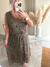 Load image into Gallery viewer, SALE The embroidered meadow silk dress (no exchange on sale items)
