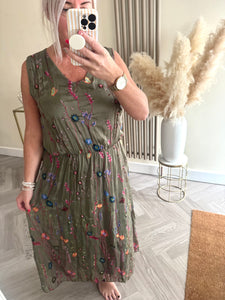 SALE The embroidered meadow silk dress (no exchange on sale items)