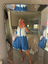 Load image into Gallery viewer, The Bora Bora chambrey lace smock dress

