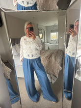 Load image into Gallery viewer, The high waisted chambrey denim Palazzos
