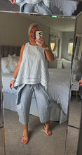 Load image into Gallery viewer, The Palma cotton linen mix trouser suit with tie front trouser
