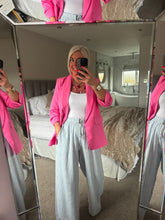 Load image into Gallery viewer, The rouched sleeve blazer in candy pink
