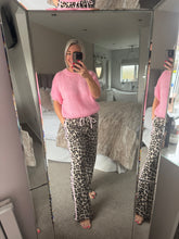 Load image into Gallery viewer, The Eve animal print joggers with pastel stripe

