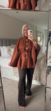 Load image into Gallery viewer, The Megan gold button faux side tie waist cape
