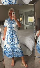 Load image into Gallery viewer, The Santorini button through tie waist dress

