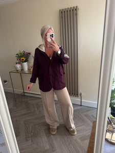 The Luxe jersey hooded blazer in plum