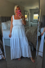 Load image into Gallery viewer, The Ibiza rouched shoulder tiered dress
