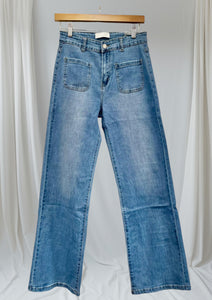The mid wash double pocket jeans
