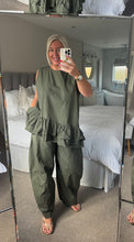 Load image into Gallery viewer, The Bora Bora 100% cotton frill trouser suit
